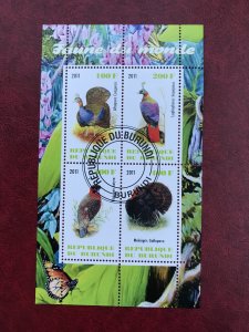 Burundi Used CDS bird 2 Souvenir sheet of 4. Fauna of the world