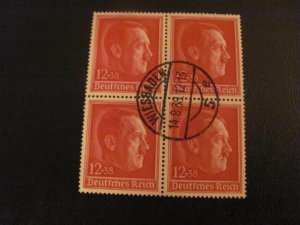 GERMANY 1938 USED SC# B118 HITLER BLOCK OF 4 SET $40 (113)