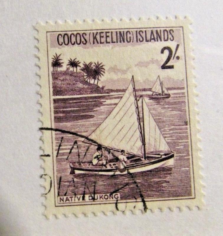 COCOS KEELING ISLANDS  Scott #5 Θ used , 2/ boat ship stamp, fine + 