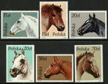 Poland Scott 2894-99 MNH** 1989 Horse set