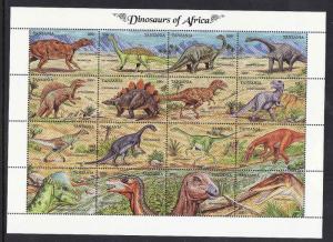 D1-Tanzania-Sc#902-unused NH sheet-Dinosaurs of Africa-1992-