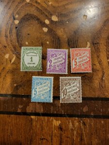 Stamps French Andorra Scott #J16-20 h