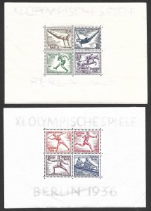 Doyle's_Stamps:1936 German Olympic Games Semi-Postal Sheets, #B91* & #B92*