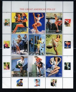 KYRGYZSTAN 2000 GREAT AMERICAN PIN-UPS MINT VF NH O.G SHEET 9 (14KY)