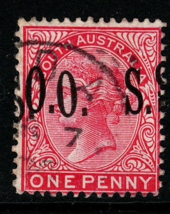 SOUTH AUSTRALIA SGO81b 1899 1d ROSINE OVPT DOUBLE (CEREMUGA CERT) USED