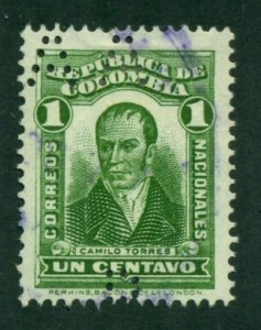 Colombia 1917 #340 U (Perfin) SCV (2022) = $0.25