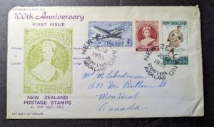 1955 New Zealand First Day Cover FDC Auckland to Montreal Canada Stamp Exhibit