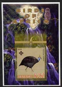 MALAWI - 2005 - African Birds, Guinea Fowl - Perf Min Sheet -MNH-Private Issue