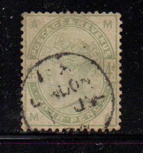 Great Britain Sc 103 1884 4d green Victoria stamp used