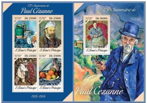 ST. TOME PRINCIPE 2014 2 SHEETS st14215ab PAUL CEZANNE ART 