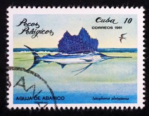 CUBA Sc# 2387  ARCHIPELAGO WILDLIFE marine fish   10c  1981 used cto