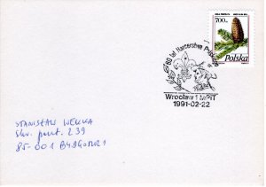 Poland 1991 Scout cancel on postcard