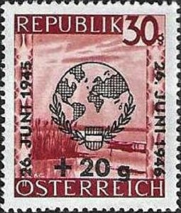 1946 Austria League of United Nations, Globe, overprinted value VF/MNH! LOOK!