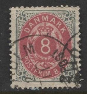 Denmark - Scott 28a - Definitive Issue -1875 - Used - Single 8s Stamp