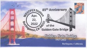 22-090, 2022, Westpex, Event Cover, Pictorial Postmark, Golden Gate Bridge, 85th 