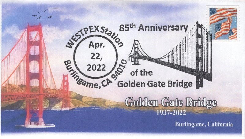 22-090, 2022, Westpex, Event Cover, Pictorial Postmark, Golden Gate Bridge, 85th