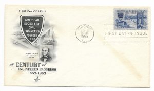 US 1012 (Me-3) 3c Civil Engineers on FDC Artcraft Cachet Unaddressed ECV $7.50