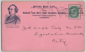 Canada 1899 Macdonald Young Men's Liberal Conservative Postcard Toronto