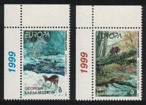 Georgia Brown Bear Chamois Animals National Parks 2v Corners 1999 MNH