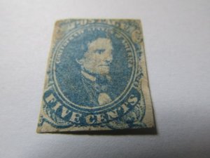 US-CSA GENUINE Scott #4,MINT 1862 5c BLUE, STONE-3 HOYER & LUDWIG, w/Certificate