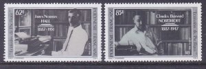 French Polynesia 476-77 MNH 1988 James N. Hall & Charles B. Nordhoff Authors Set