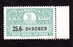 Virginia State Revenue  SRS # W60  MNH  Wine  Lot 190151 -09