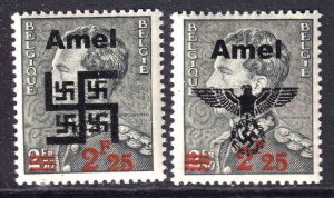 BELGIUM 316 WW2 AMEL OVERPRINTS x2 DIFFERENT OG NH U/M F/VF BEAUTIFUL GUM