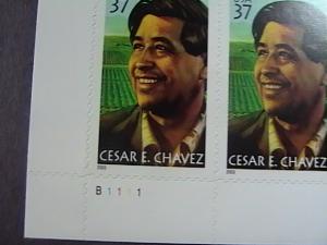 U.S.# 3781-MINT/NEVER HINGED--LL PLATE # BLOCK OF 4--CESAR CHAVEZ--2003