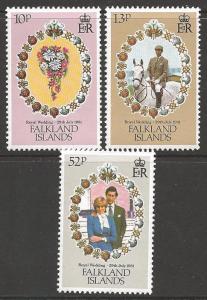 FALKLAND ISLANDS SG402/4 1981 ROYAL WEDDING MNH