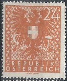 Austria 442 (mhr) 24pf coat of arms, org (1945)