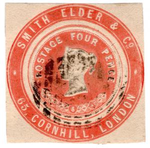 (I.B) QV Postal : Newspaper Wrapper - Smith Elder & Co 4d (Advertising Ring)