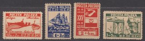 Poland Scott B36-B39 MH 1945 Polish Maritime League