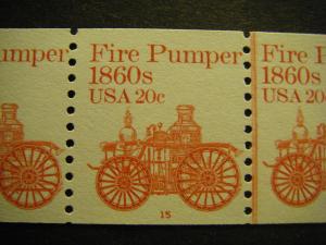 Scott 1908, 20 cent Fire Pumper, PNC5 #15, design shift, MNH