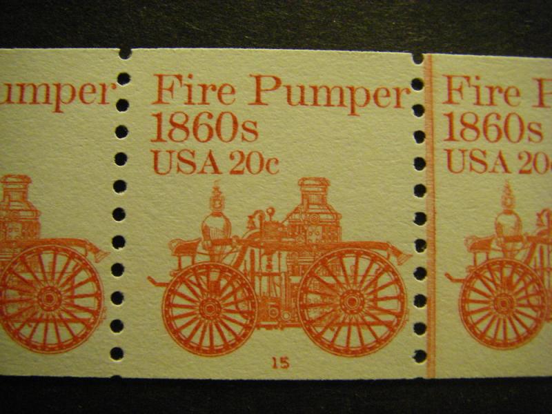 Scott 1908, 20 cent Fire Pumper, PNC5 #15, design shift, MNH