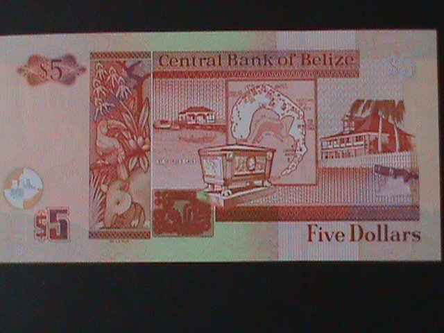 BELIZE-2011-CENTRAL BANK $5 DOLLAR.UNCIRULATED NOTE-VF WE SHIP TO WORLDWIDE