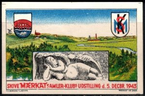 1943 Denmark Poster Stamp Market Collector's Club Exhibition December 5,...