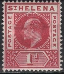 Saint Helena 49 (mhr) 1p Edward VII, car rose (1902)