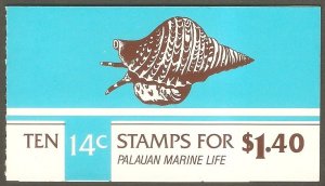 PALAU Sc# 75a MNH FVF Booklet Complete Marine Life Trumpet Triton Sea Snail