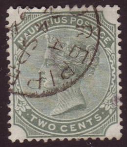 Mauritius 1885 Sc#70, SG#110 2c Green QV Head USED-Hinged.