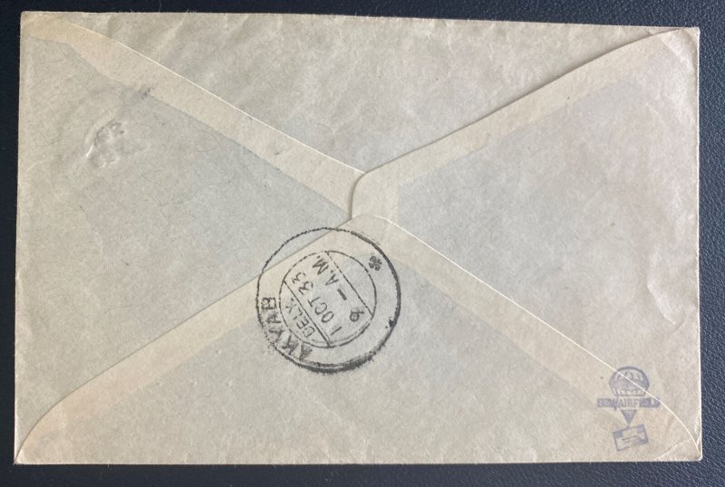 1933 Limassol Cyprus First Flight Airmail Cover FFC To Akyab Burma