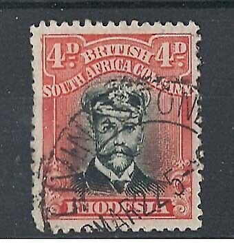 Rhodesia 1913 4d black & orange-vermilion sg294 g-fu, nibbled perfs cat £50 [r 