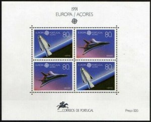 Portugal Azores 396,MNH.Mi 416 Bl.12. EUROPE CEPT-1991. Space: Hermes, Sanger.