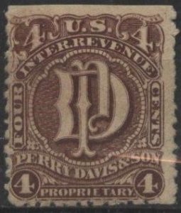 US RS81a 4¢ Perry Davis & Son medicine revenue stamp (1869)