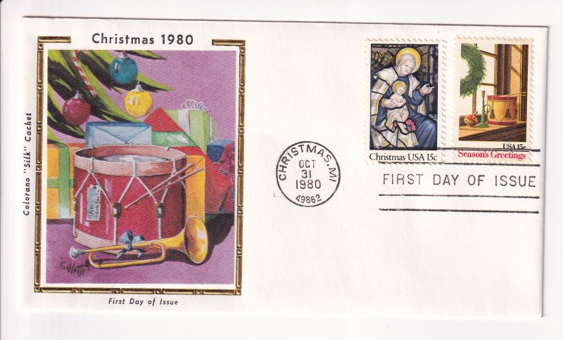 1980 Christmas, MI, Christmas, Colorano Cachet, FDC (S31063)