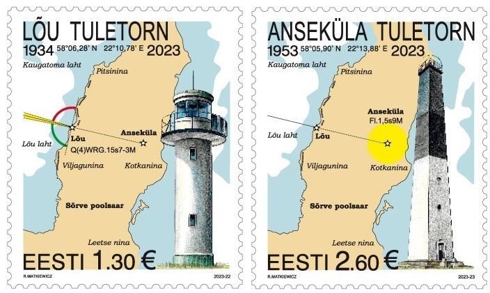 Estonia Estland Estonie 2023 Lighthouses Saaremaa Lõu Anseküla set of 2 stamps