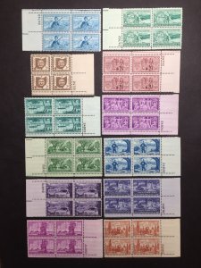 US, 1017-1028, COMPLETE YEAR 1953, MINT NH, VF, PLATE BLOCKS