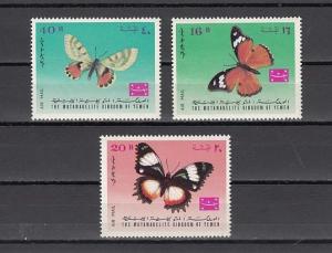 Yemen, Kingdom, Mi cat. 448-450 A. Butterflies issue. ^