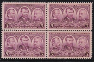 Album Treasures U S Scott # 787  3c  Army Issue Block of 4 Mint NH