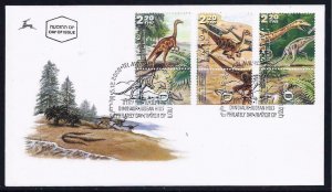 ISRAEL 3 STAMPS 2000 DINOSAUR  ON FDC VF