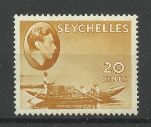 Seychelles 1938 Sg 140A, 20c Brown Ochre, Ordinary paper, Mounted Mint [1281] 